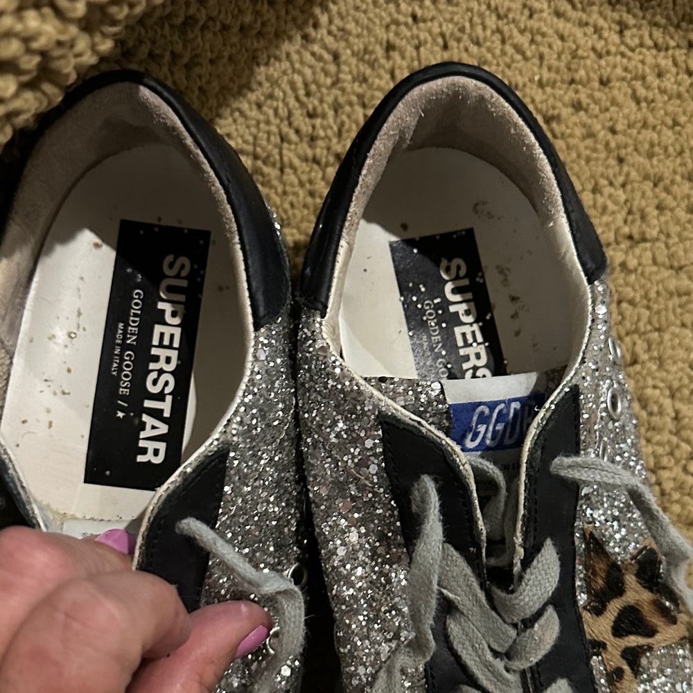 Golden Goose Silver Glitter Sneakers with Black Accents - Picture 6 of 6